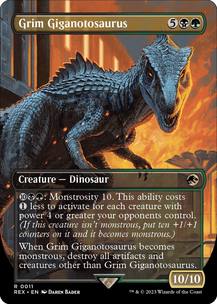 Grim Giganotosaurus (Borderless) 11 card from Universes Beyond: Jurassic World Collection