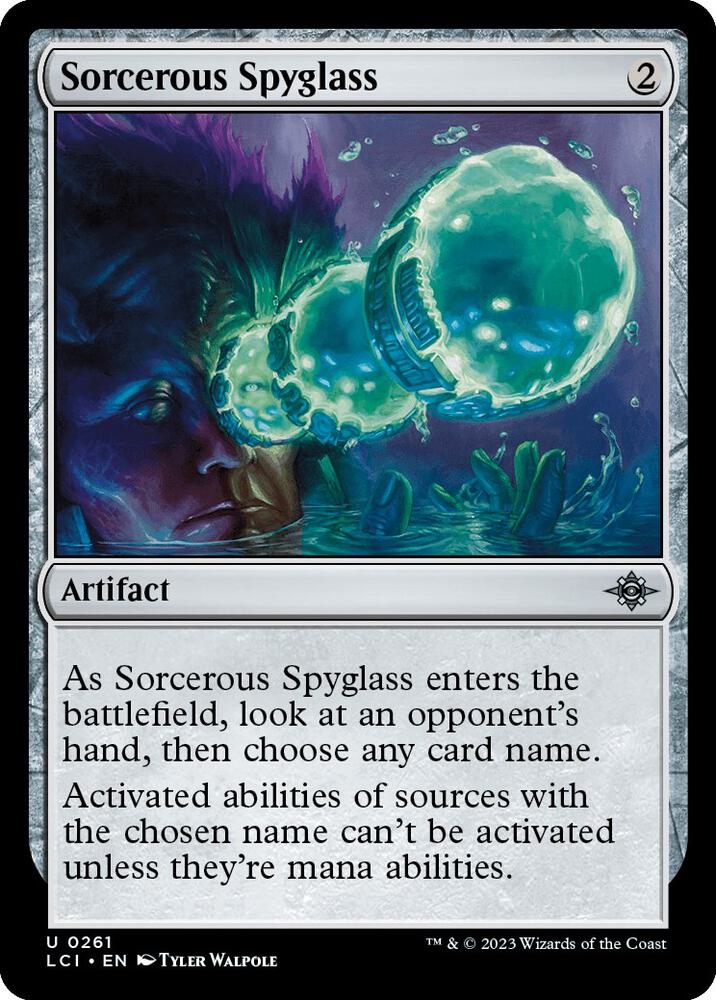 Sorcerous Spyglass 261 card from The Lost Caverns of Ixalan