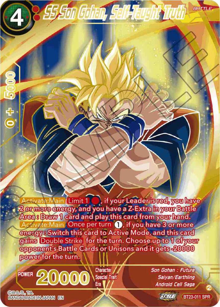 SS Son Gohan, Self-Taught Truth (SPR) BT23-011 card from Perfect Combination