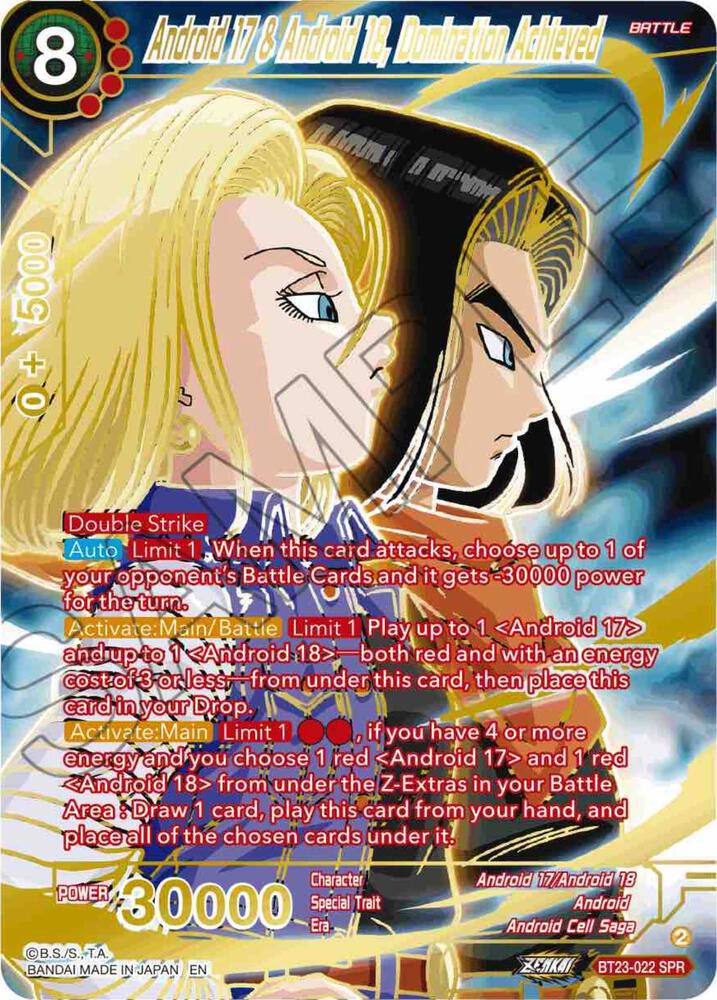 Android 17 & Android 18, Domination Achieved (SPR) BT23-022 card from Perfect Combination