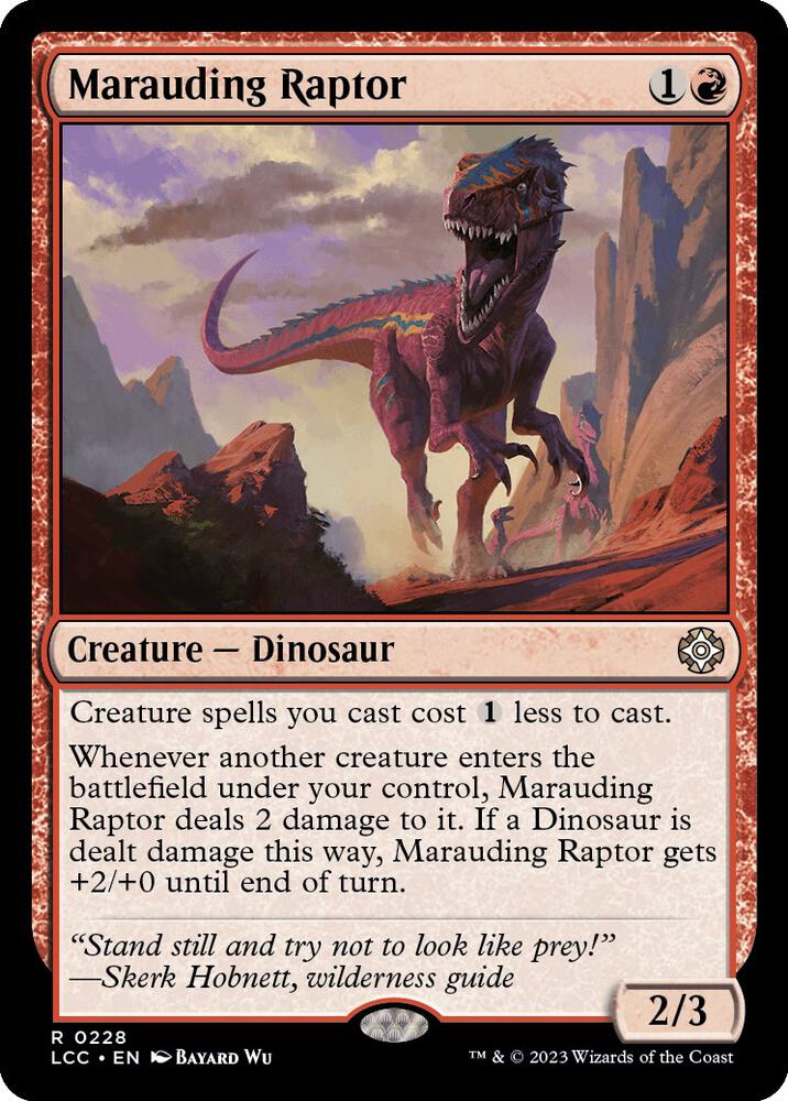 Marauding Raptor 228 card from Commander: The Lost Caverns of Ixalan