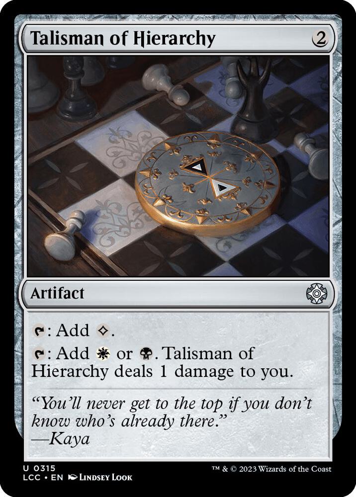 Talisman of Hierarchy 315 card from Commander: The Lost Caverns of Ixalan