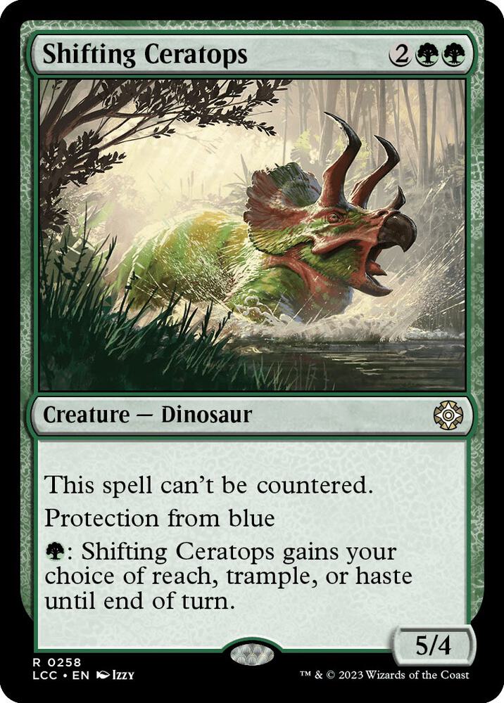Shifting Ceratops 258 card from Commander: The Lost Caverns of Ixalan