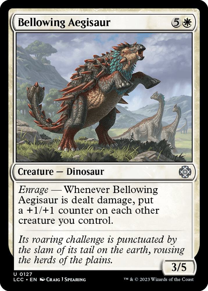 Bellowing Aegisaur 127 card from Commander: The Lost Caverns of Ixalan