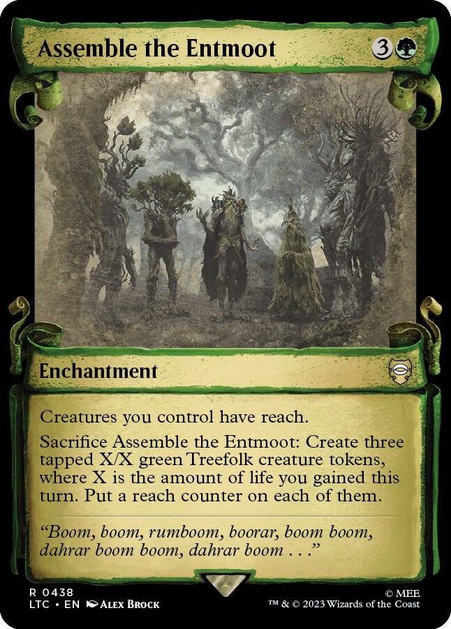 Assemble the Entmoot (Showcase Scrolls) 438 card from Commander: The Lord of the Rings: Tales of Middle-earth