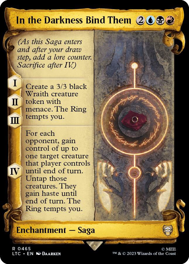 In the Darkness Bind Them (Showcase Scrolls) 465 card from Commander: The Lord of the Rings: Tales of Middle-earth