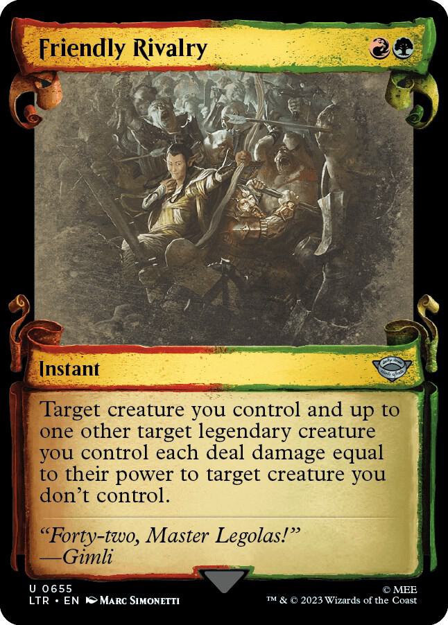 Friendly Rivalry (Showcase Scrolls) 655 card from Universes Beyond: The Lord of the Rings: Tales of Middle-earth