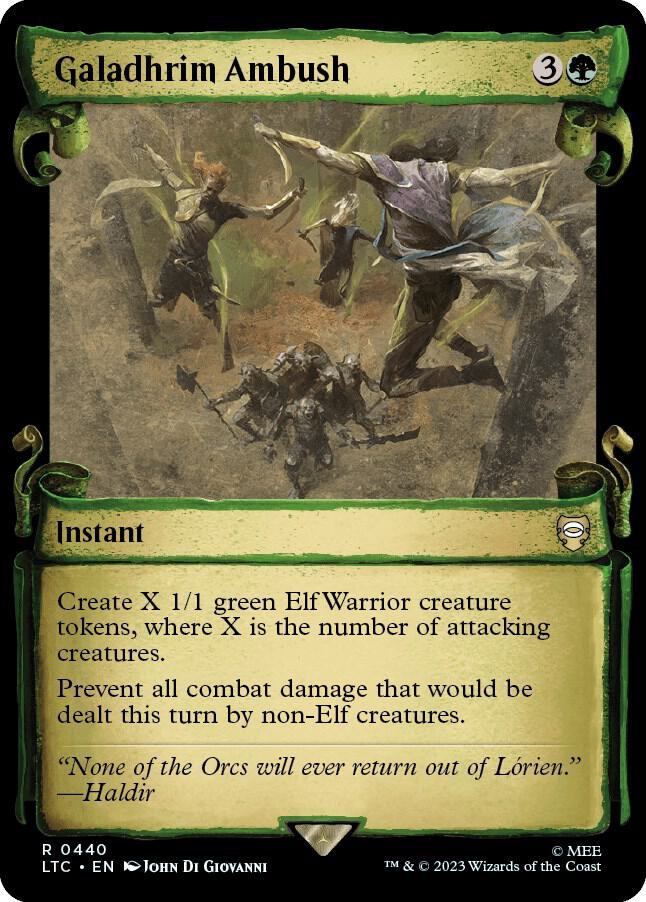 Galadhrim Ambush (Showcase Scrolls) 440 card from Commander: The Lord of the Rings: Tales of Middle-earth