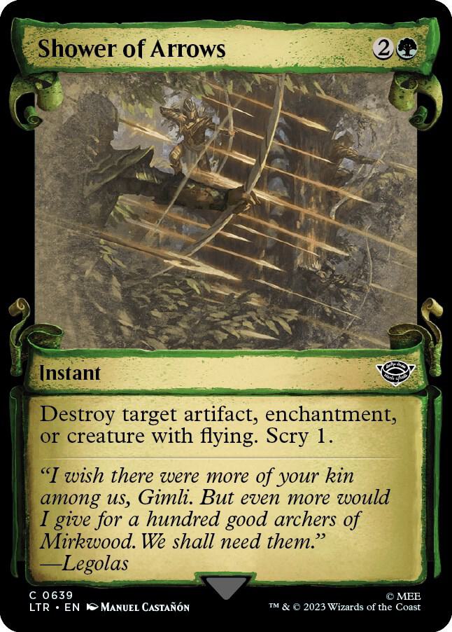 Shower of Arrows (Showcase Scrolls) 639 card from Universes Beyond: The Lord of the Rings: Tales of Middle-earth