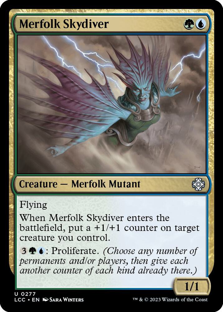 Merfolk Skydiver 277 card from Commander: The Lost Caverns of Ixalan