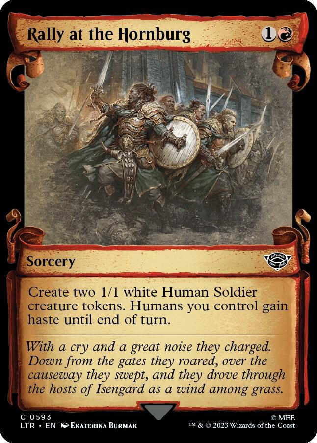 Rally at the Hornburg (Showcase Scrolls) 593 card from Universes Beyond: The Lord of the Rings: Tales of Middle-earth