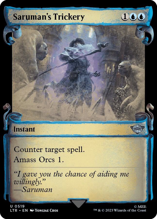 Saruman's Trickery (Showcase Scrolls) 519 card from Universes Beyond: The Lord of the Rings: Tales of Middle-earth