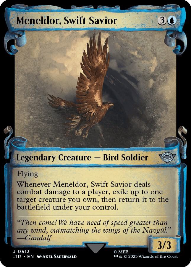 Meneldor, Swift Savior (Showcase Scrolls) 513 card from Universes Beyond: The Lord of the Rings: Tales of Middle-earth