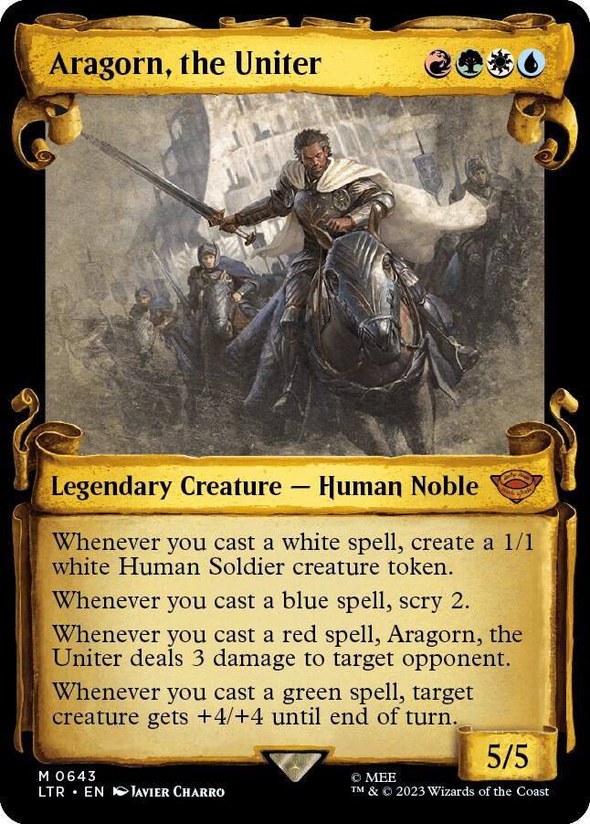 Aragorn, the Uniter (Showcase Scrolls) 643 card from Universes Beyond: The Lord of the Rings: Tales of Middle-earth