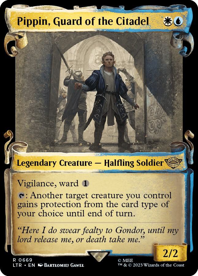 Pippin, Guard of the Citadel (Showcase Scrolls) 669 card from Universes Beyond: The Lord of the Rings: Tales of Middle-earth