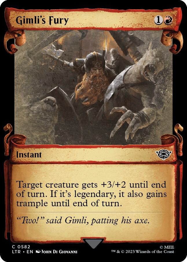 Gimli's Fury (Showcase Scrolls) 582 card from Universes Beyond: The Lord of the Rings: Tales of Middle-earth