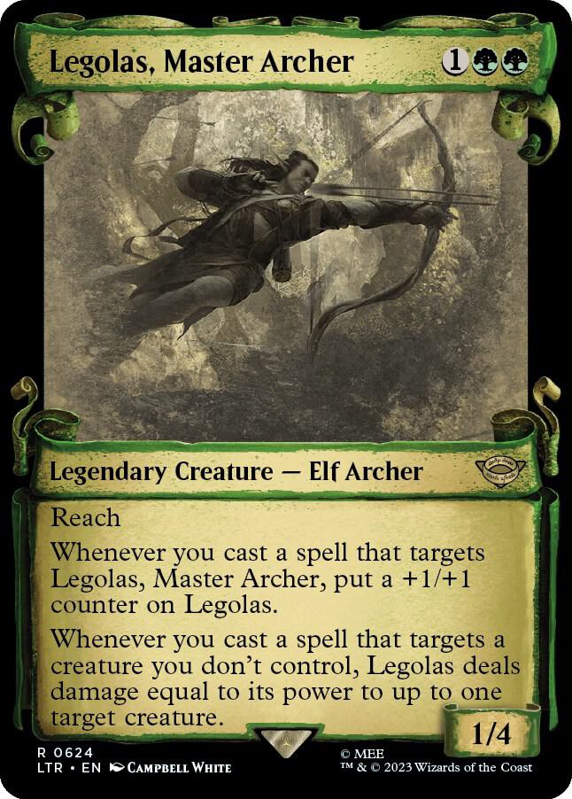 Legolas, Master Archer (Showcase Scrolls) 624 card from Universes Beyond: The Lord of the Rings: Tales of Middle-earth