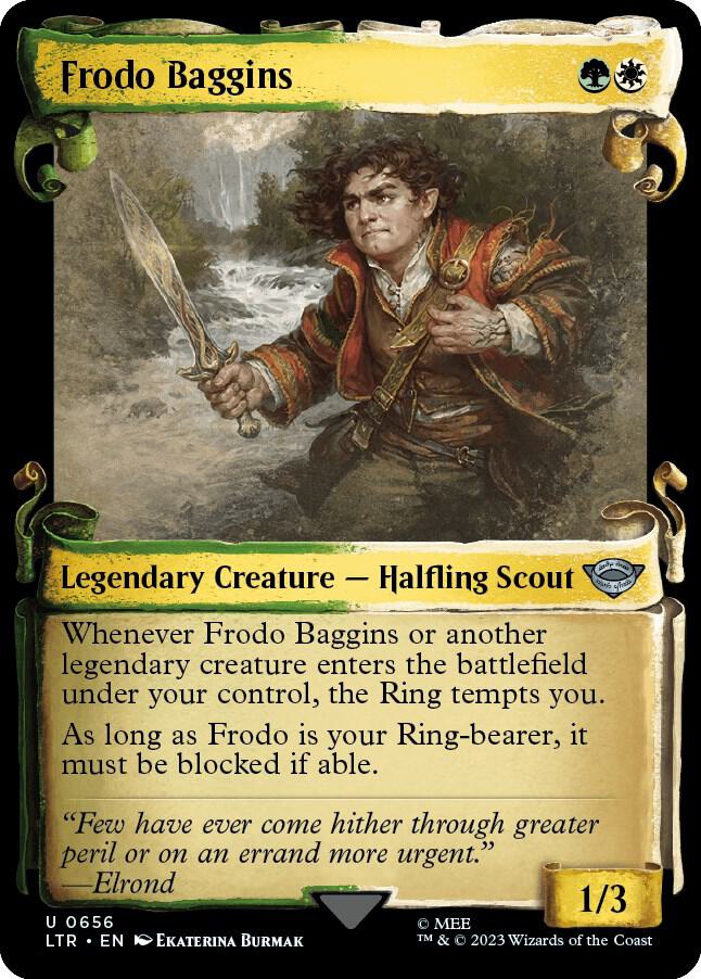 Frodo Baggins (Showcase Scrolls) 656 card from Universes Beyond: The Lord of the Rings: Tales of Middle-earth