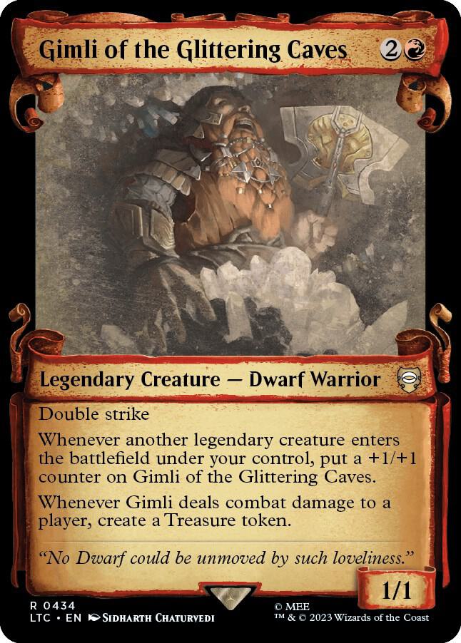 Gimli of the Glittering Caves (Showcase Scrolls) 434 card from Commander: The Lord of the Rings: Tales of Middle-earth
