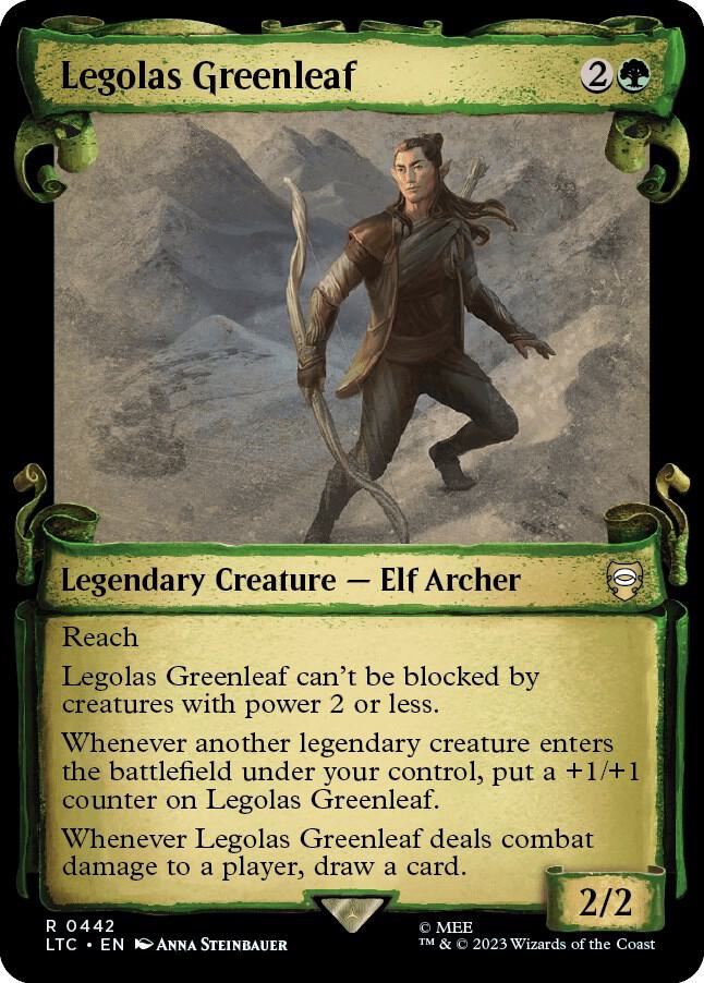 Legolas Greenleaf (Showcase Scrolls) 442 card from Commander: The Lord of the Rings: Tales of Middle-earth