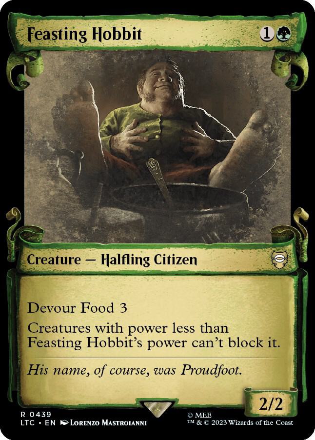 Feasting Hobbit (Showcase Scrolls) 439 card from Commander: The Lord of the Rings: Tales of Middle-earth
