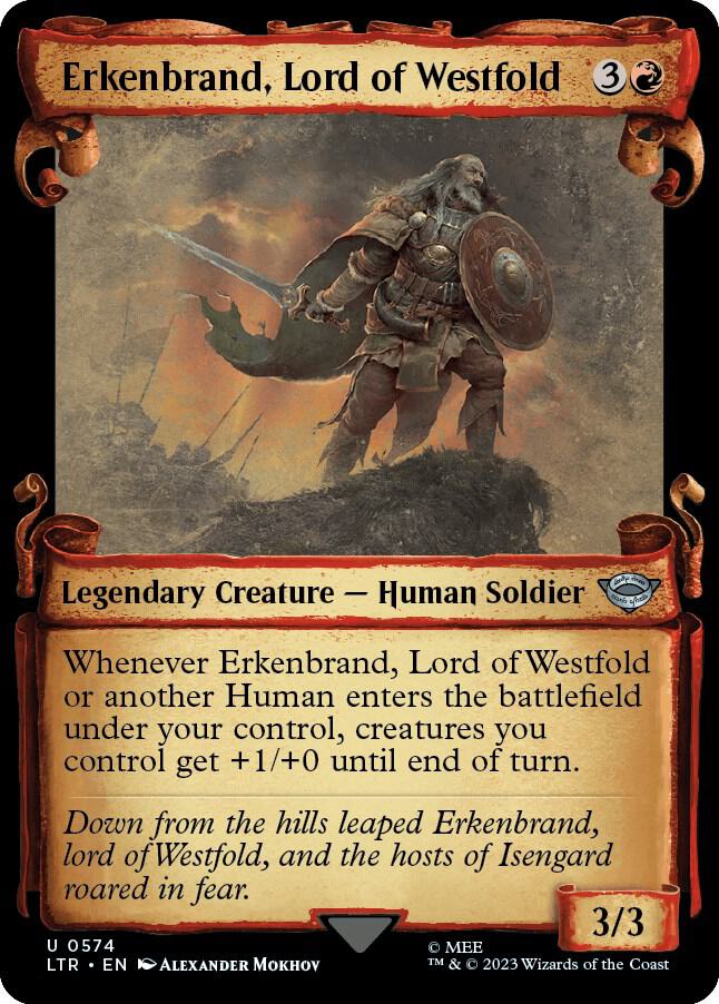 Erkenbrand, Lord of Westfold (Showcase Scrolls) 574 card from Universes Beyond: The Lord of the Rings: Tales of Middle-earth