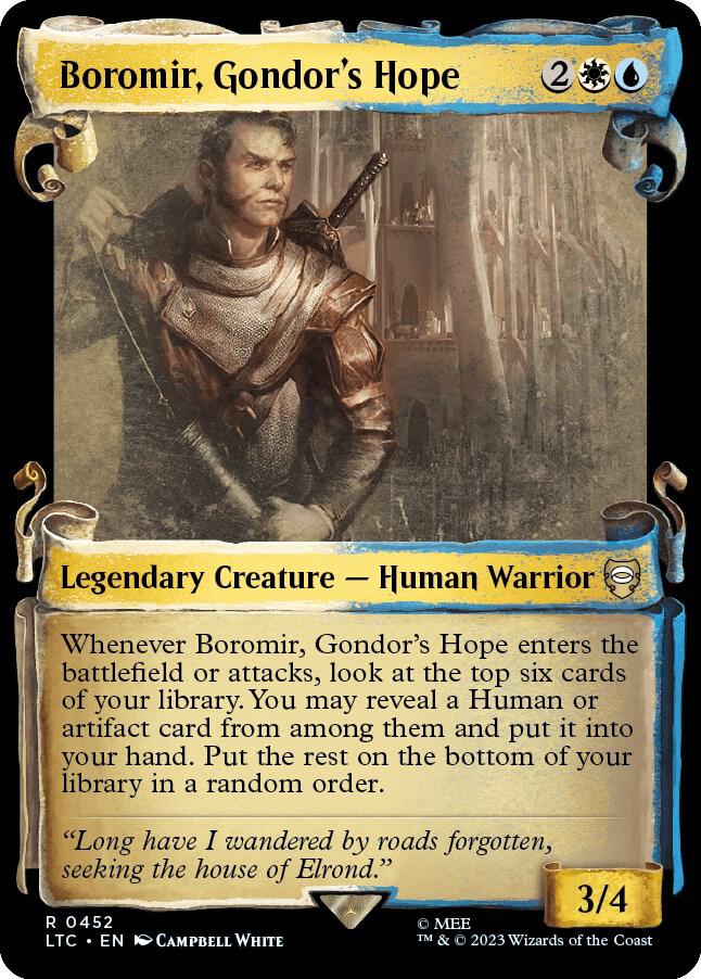 Boromir, Gondor's Hope (Showcase Scrolls) 452 card from Commander: The Lord of the Rings: Tales of Middle-earth