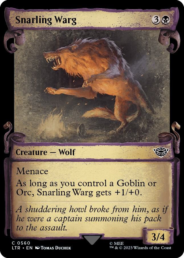 Snarling Warg (Showcase Scrolls) 560 card from Universes Beyond: The Lord of the Rings: Tales of Middle-earth