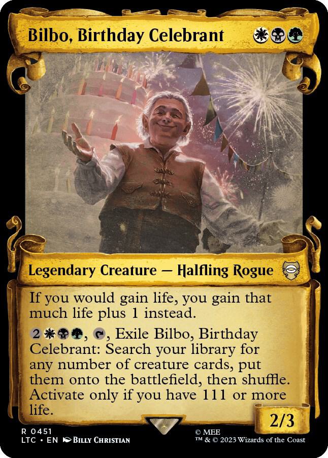 Bilbo, Birthday Celebrant (Showcase Scrolls) 451 card from Commander: The Lord of the Rings: Tales of Middle-earth