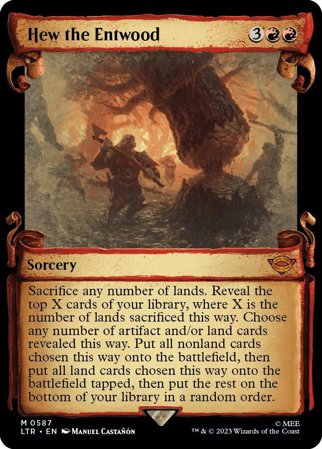 Hew the Entwood (Showcase Scrolls) 587 card from Universes Beyond: The Lord of the Rings: Tales of Middle-earth