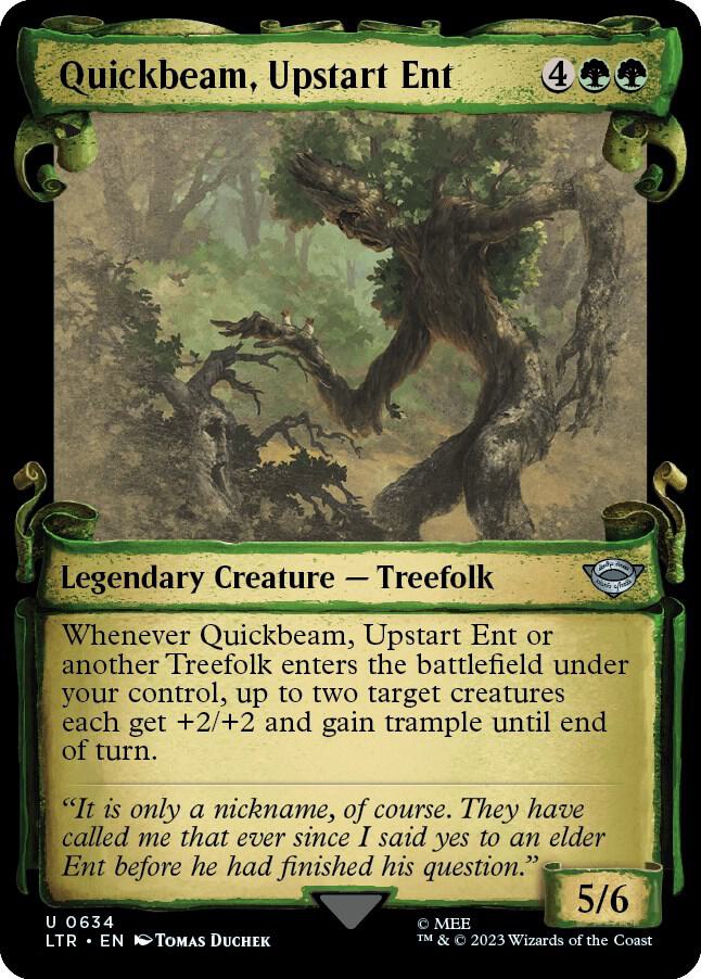 Quickbeam, Upstart Ent (Showcase Scrolls) 634 card from Universes Beyond: The Lord of the Rings: Tales of Middle-earth