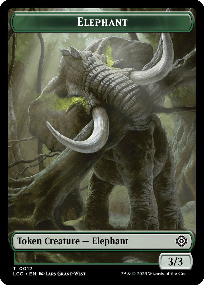 Elephant // Dinosaur Double-Sided Token 12 // 10 card from Commander: The Lost Caverns of Ixalan