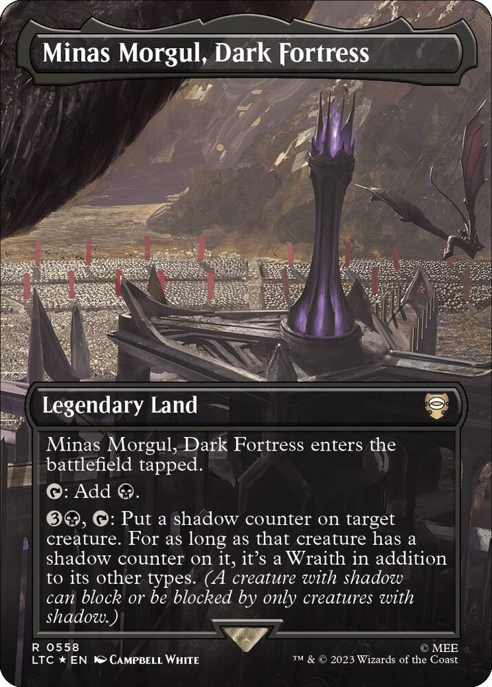 Minas Morgul, Dark Fortress (Borderless) (Surge Foil) 558 card from Commander: The Lord of the Rings: Tales of Middle-earth