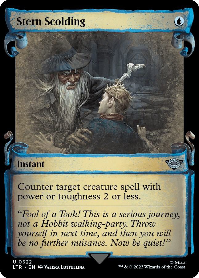 Stern Scolding (Showcase Scrolls) 522 card from Universes Beyond: The Lord of the Rings: Tales of Middle-earth