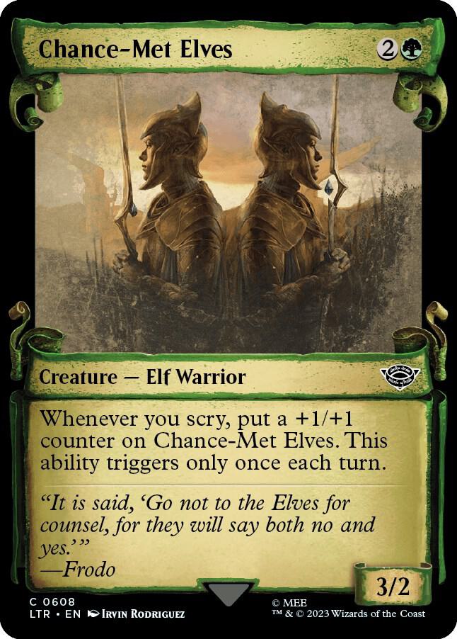 Chance-Met Elves (Showcase Scrolls) 608 card from Universes Beyond: The Lord of the Rings: Tales of Middle-earth