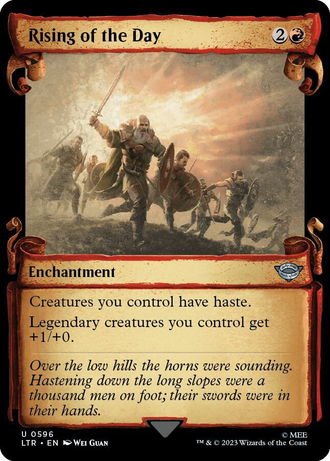 Rising of the Day (Showcase Scrolls) 596 card from Universes Beyond: The Lord of the Rings: Tales of Middle-earth