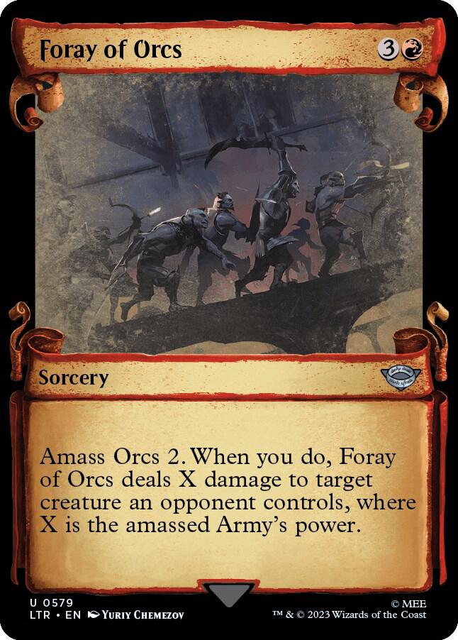 Foray of Orcs (Showcase Scrolls) 579 card from Universes Beyond: The Lord of the Rings: Tales of Middle-earth