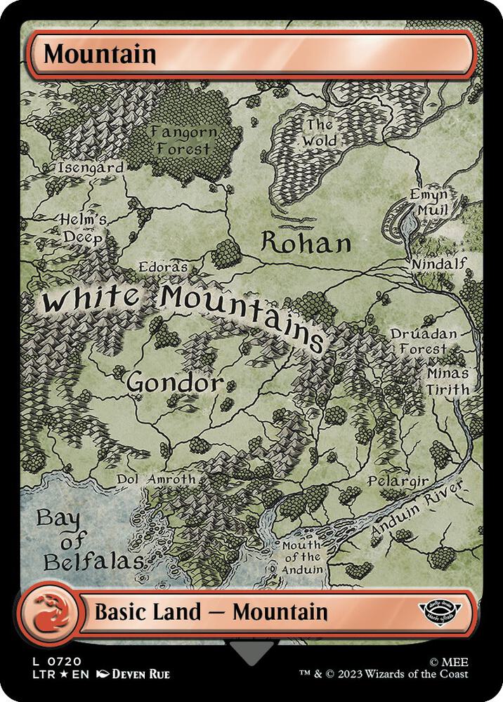 Mountain (Surge Foil) 720 card from Universes Beyond: The Lord of the Rings: Tales of Middle-earth