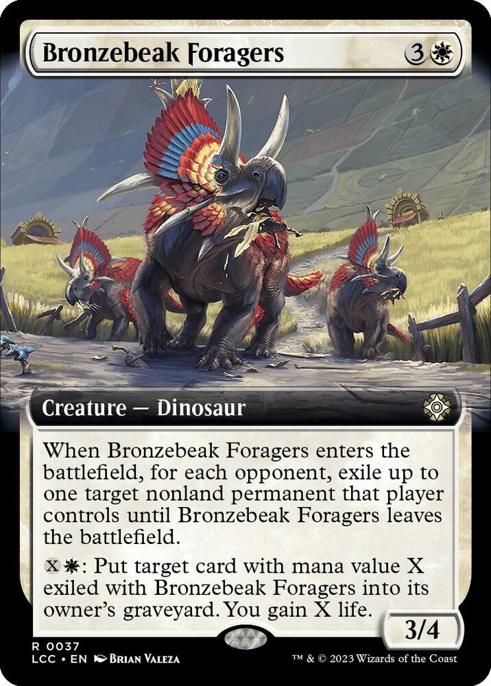 Bronzebeak Foragers (Extended Art) 37 card from Commander: The Lost Caverns of Ixalan