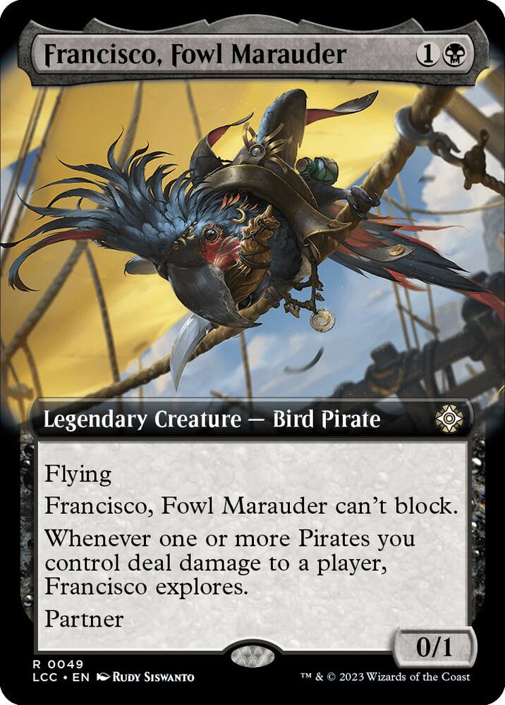 Francisco, Fowl Marauder (Extended Art) 49 card from Commander: The Lost Caverns of Ixalan
