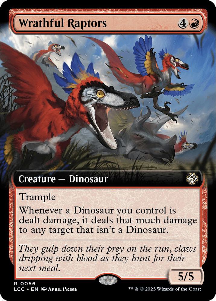 Wrathful Raptors (Extended Art) 56 card from Commander: The Lost Caverns of Ixalan