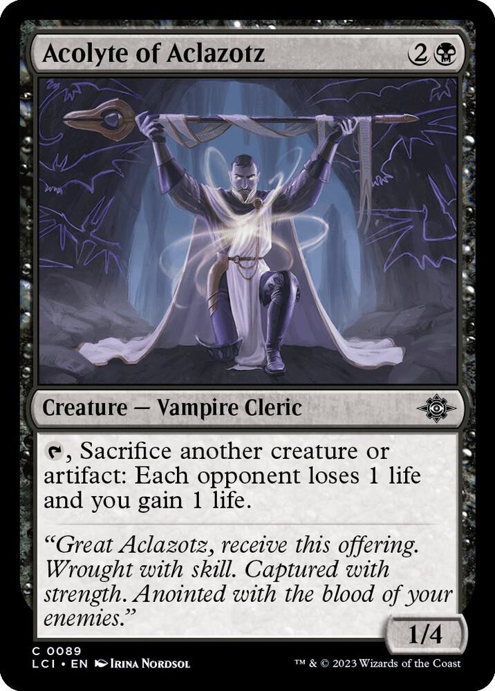 Acolyte of Aclazotz 89 card from The Lost Caverns of Ixalan