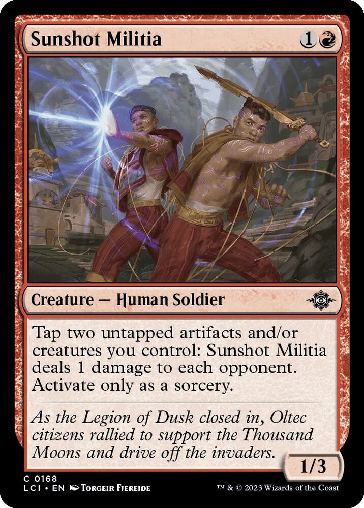 Sunshot Militia 168 card from The Lost Caverns of Ixalan