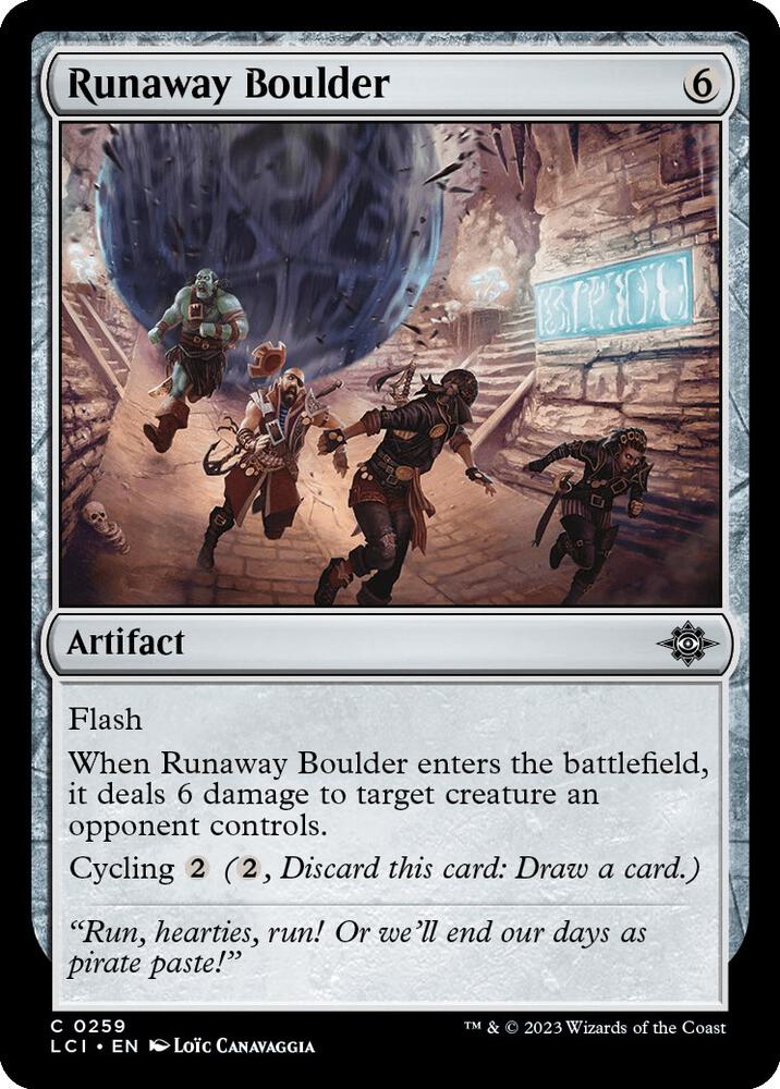 Runaway Boulder 259 card from The Lost Caverns of Ixalan