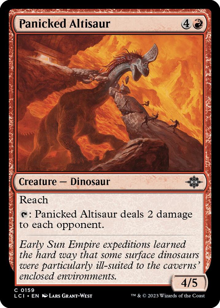 Panicked Altisaur 159 card from The Lost Caverns of Ixalan