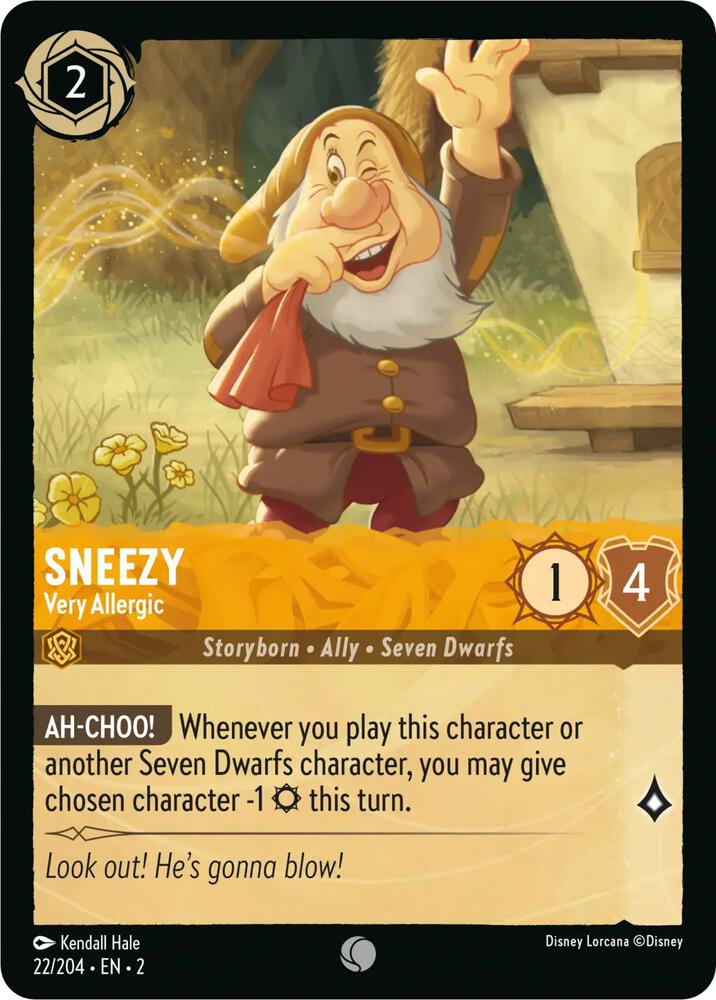 Sneezy - Very Allergic 22/204 card from Rise of the Floodborn
