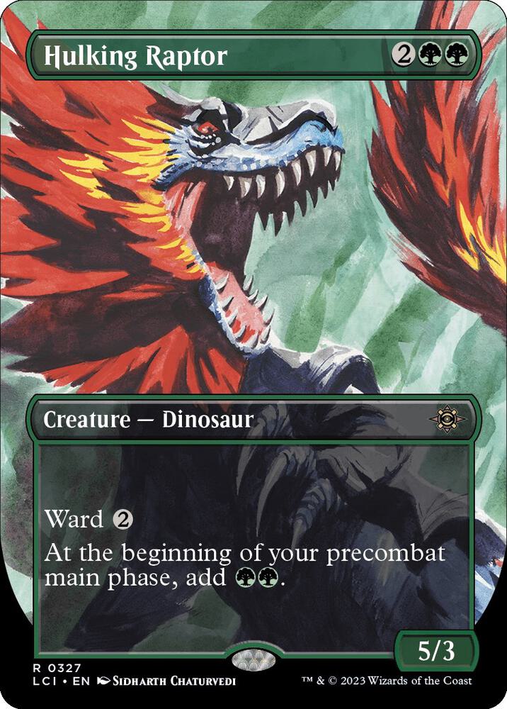 Hulking Raptor (Borderless) 327 card from The Lost Caverns of Ixalan