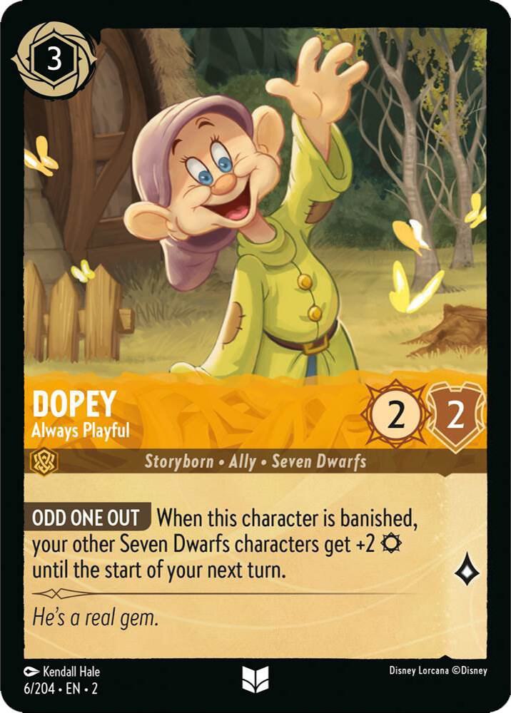 Dopey - Always Playful 6/204 card from Rise of the Floodborn