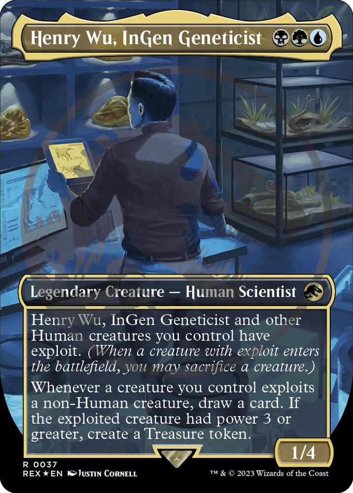 Henry Wu, InGen Geneticist (Borderless) (Emblem) 37 card from Universes Beyond: Jurassic World Collection