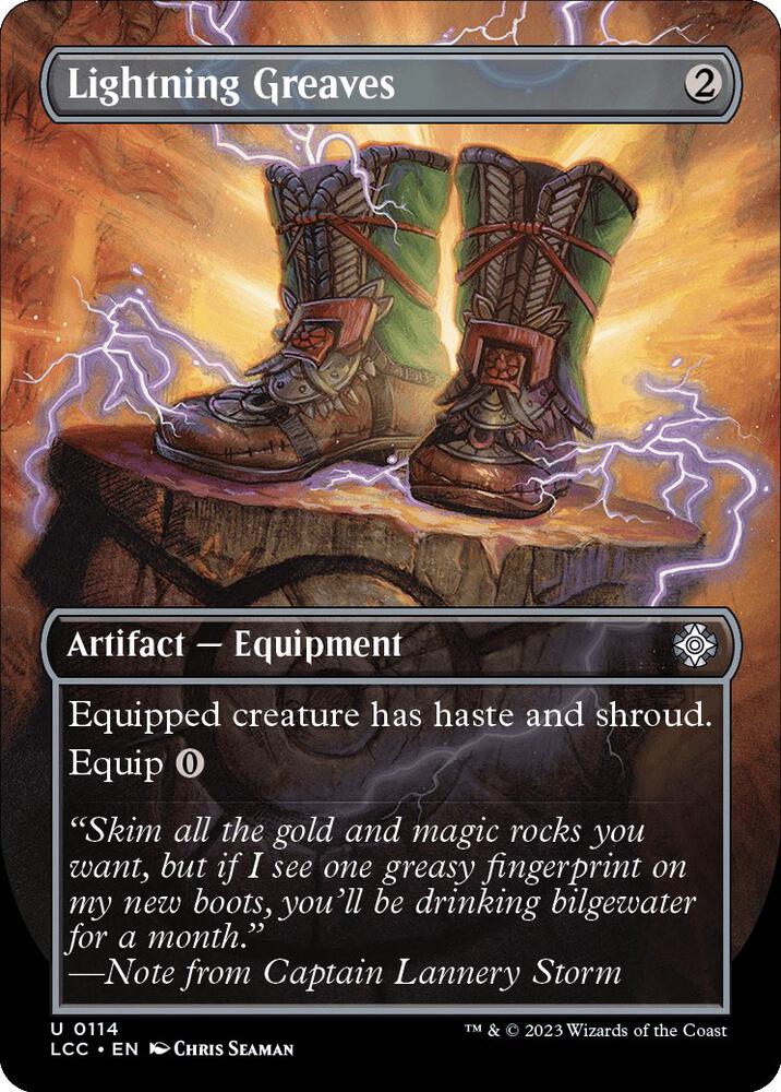 Lightning Greaves (Borderless) 114 card from Commander: The Lost Caverns of Ixalan